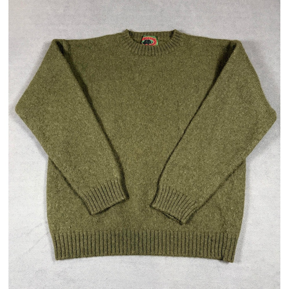 Boston Traders Sweater Mens Medium Green Wool Blend Crew Neck Pullover
